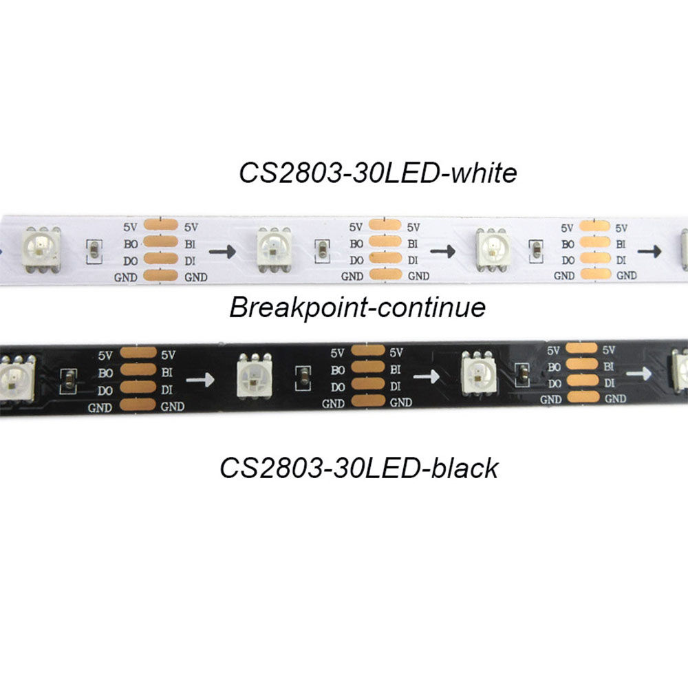 DC5V CS2803 (Upgraded WS2812B) 5050SMD RGB, Breakpoint-continue, 150 LEDs Individually Addressable Digital Strip Lights, Waterproof Dream Color Programmable Flexible LED Ribbon Light, 5m/16.4ft per Roll